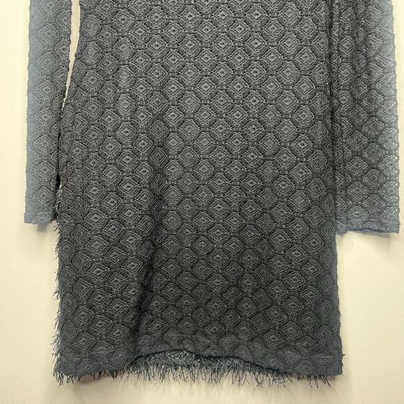 BCBGMaxAzria Black Velma Long-Sleeve Fringe Dress LBD Little Black Dress Size M - Picture 11 of 15